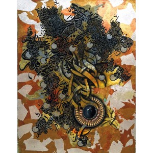 Mudassar Ali, 18 x 24 Inch, Oil on Canvas, Calligraphy Painting, AC-MSA-039